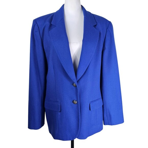 Vtg 70s Pendleton Blazer Jacket 16 Royal Blue Button Virgin Wool Preppy Academia - Picture 1 of 9
